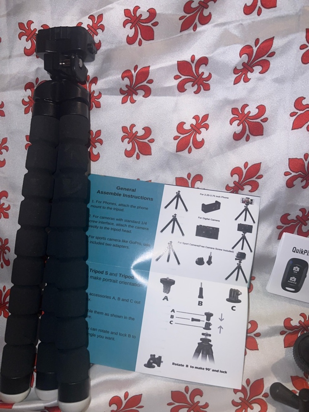 Black Compact Camera Tripod with Mount and Remote